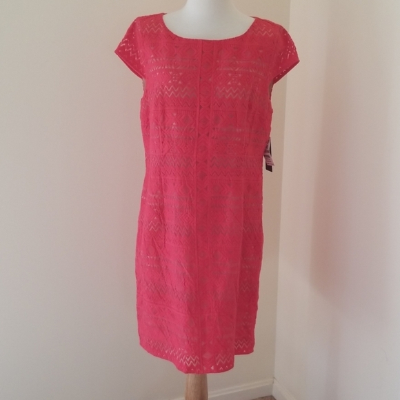 NWT! LAUNDRY by Shelli Segal Size 12 coral lace dress - Picture 1 of 8